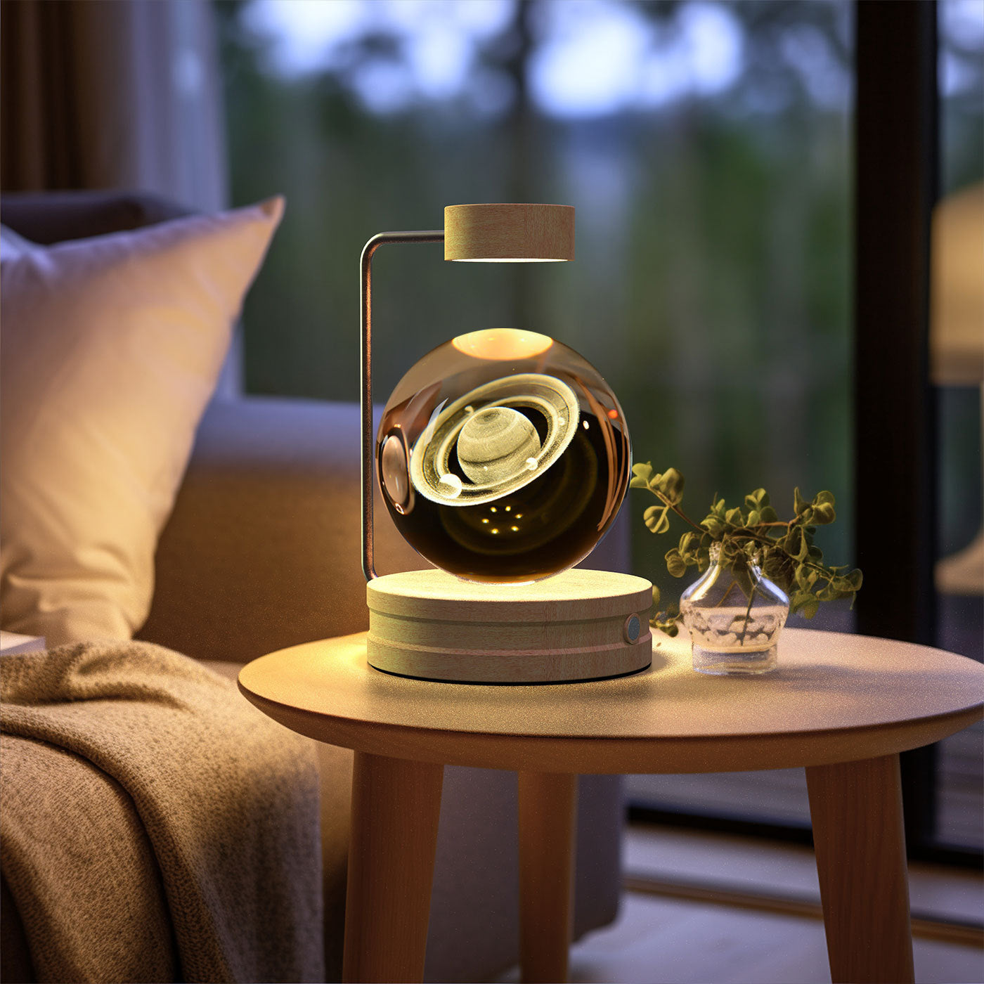 Cosmic Crystal Ball Night Light: USB-Powered Bedside Lamp