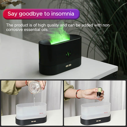 Flame Glow Ultrasonic Humidifier & Aroma Diffuser: Soothing LED Ambiance