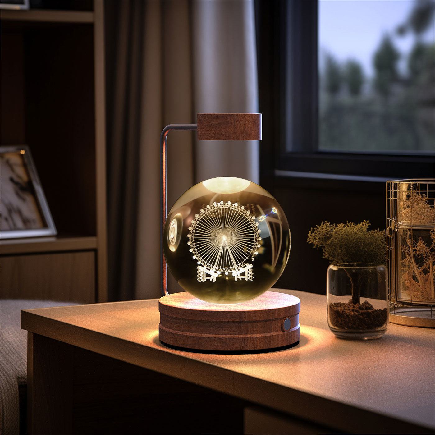 Cosmic Crystal Ball Night Light: USB-Powered Bedside Lamp