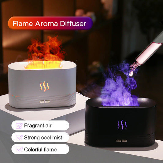 Flame Glow Ultrasonic Humidifier & Aroma Diffuser: Soothing LED Ambiance