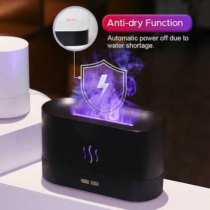 Flame Glow Ultrasonic Humidifier & Aroma Diffuser: Soothing LED Ambiance