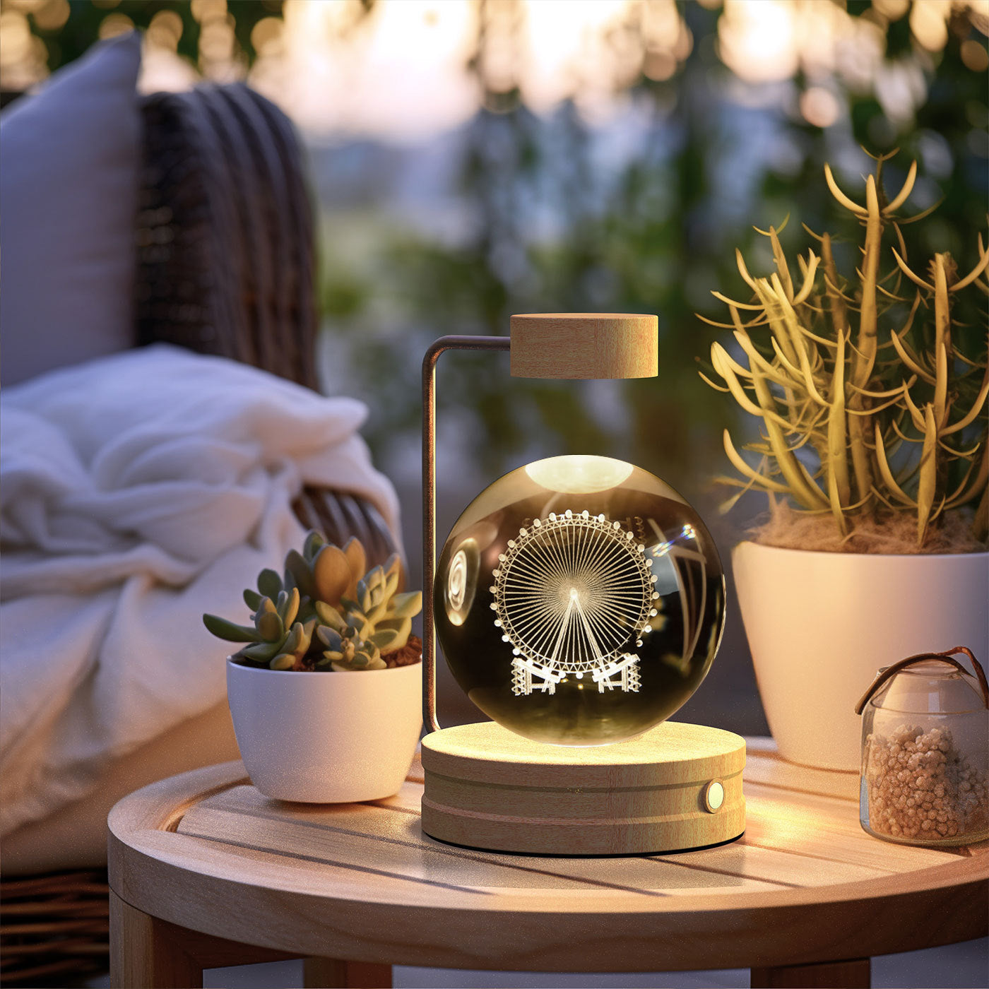 Cosmic Crystal Ball Night Light: USB-Powered Bedside Lamp