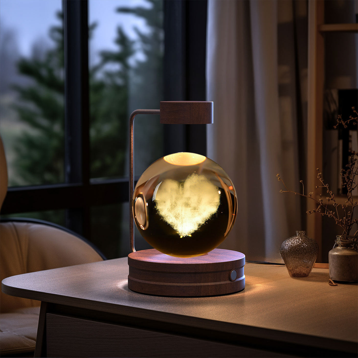 Cosmic Crystal Ball Night Light: USB-Powered Bedside Lamp