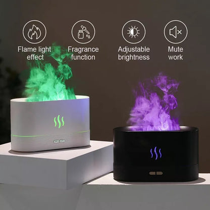 Flame Glow Ultrasonic Humidifier & Aroma Diffuser: Soothing LED Ambiance