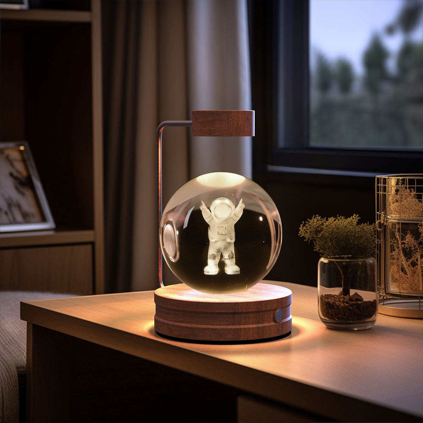 Cosmic Crystal Ball Night Light: USB-Powered Bedside Lamp