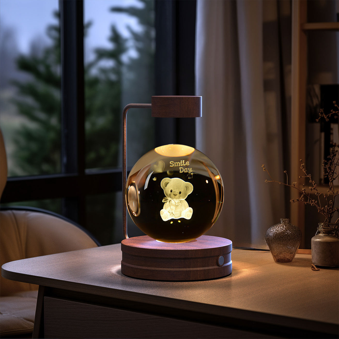 Cosmic Crystal Ball Night Light: USB-Powered Bedside Lamp