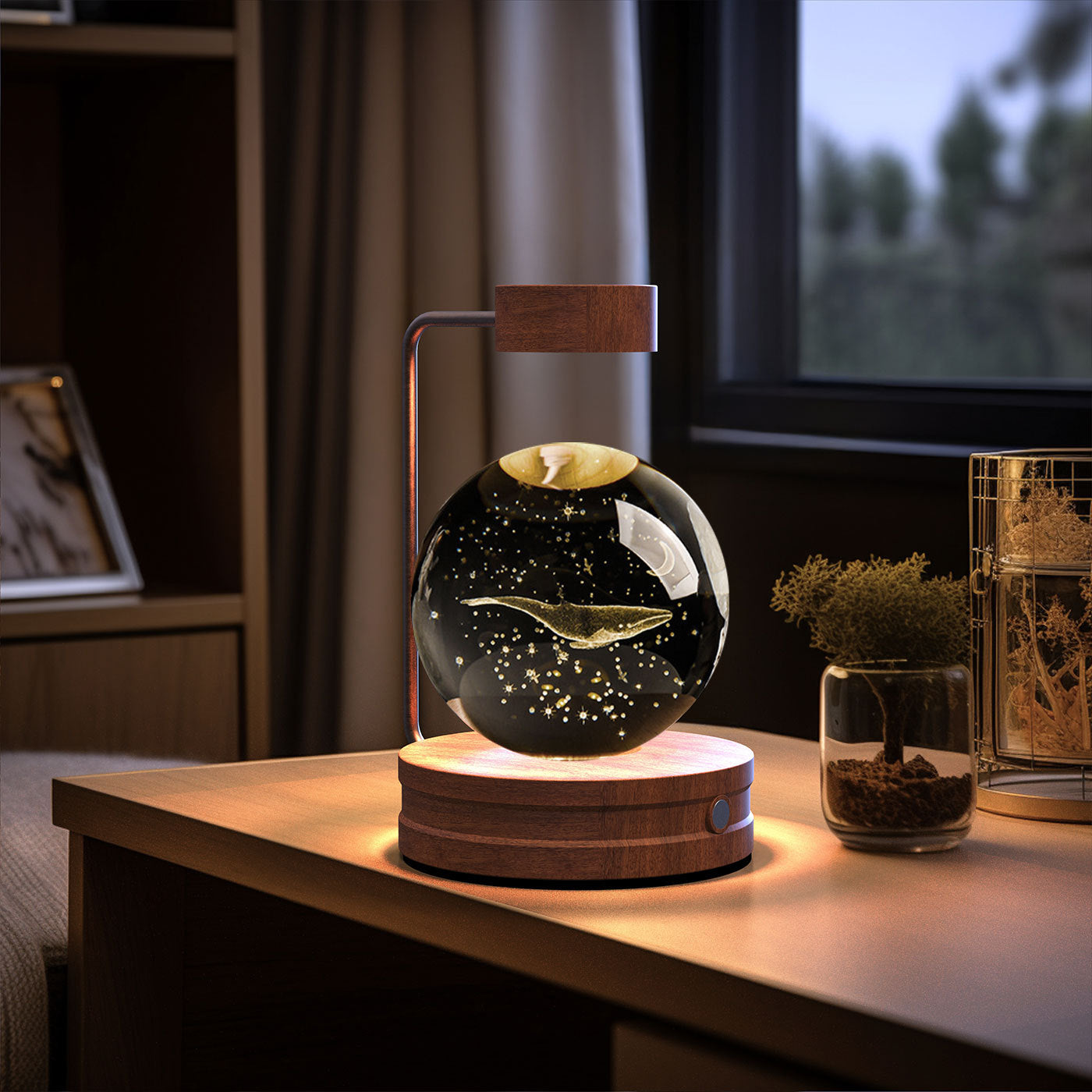 Cosmic Crystal Ball Night Light: USB-Powered Bedside Lamp