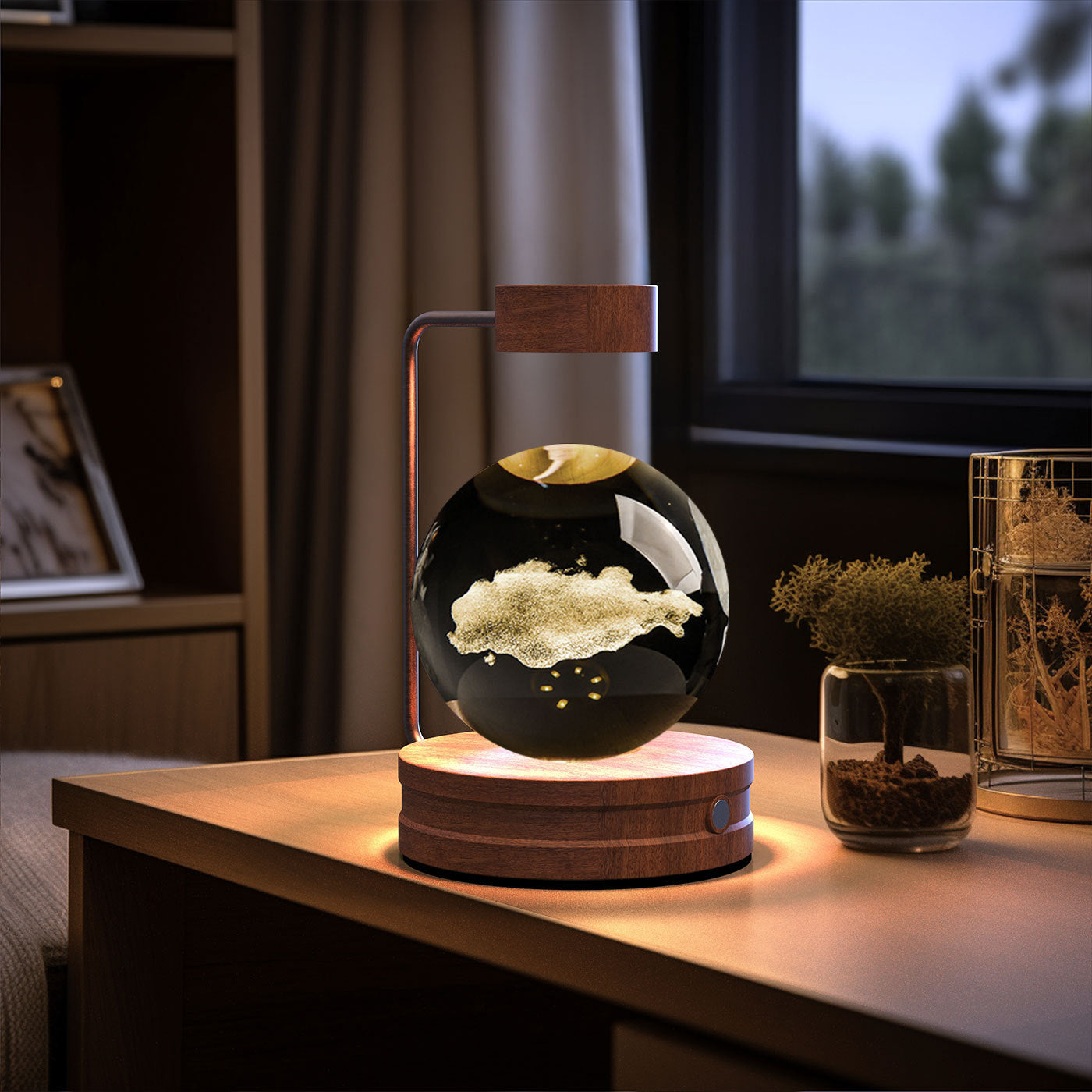 Cosmic Crystal Ball Night Light: USB-Powered Bedside Lamp