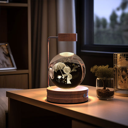 Cosmic Crystal Ball Night Light: USB-Powered Bedside Lamp