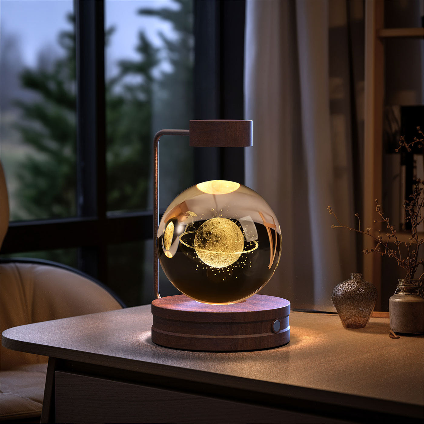 Cosmic Crystal Ball Night Light: USB-Powered Bedside Lamp