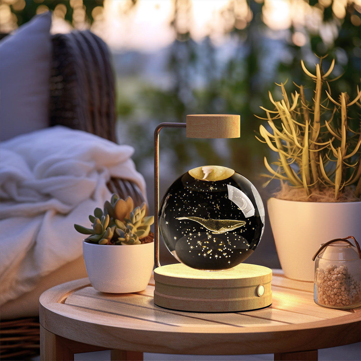 Cosmic Crystal Ball Night Light: USB-Powered Bedside Lamp